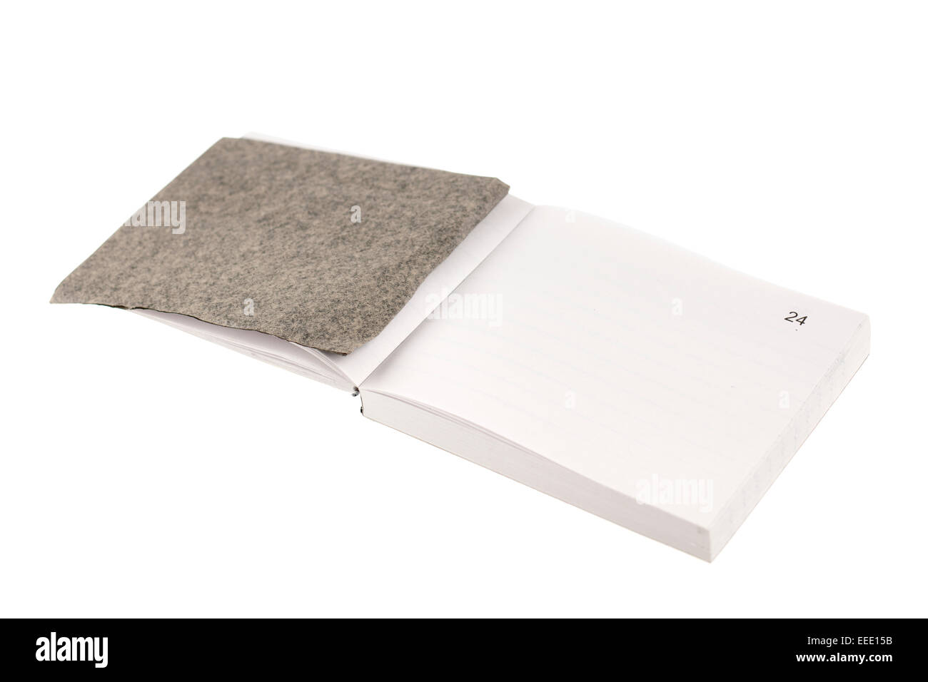 Weiß Reiss aus Seiten Buch mit schwarzem Kohlenstoff Papier Stockfoto
