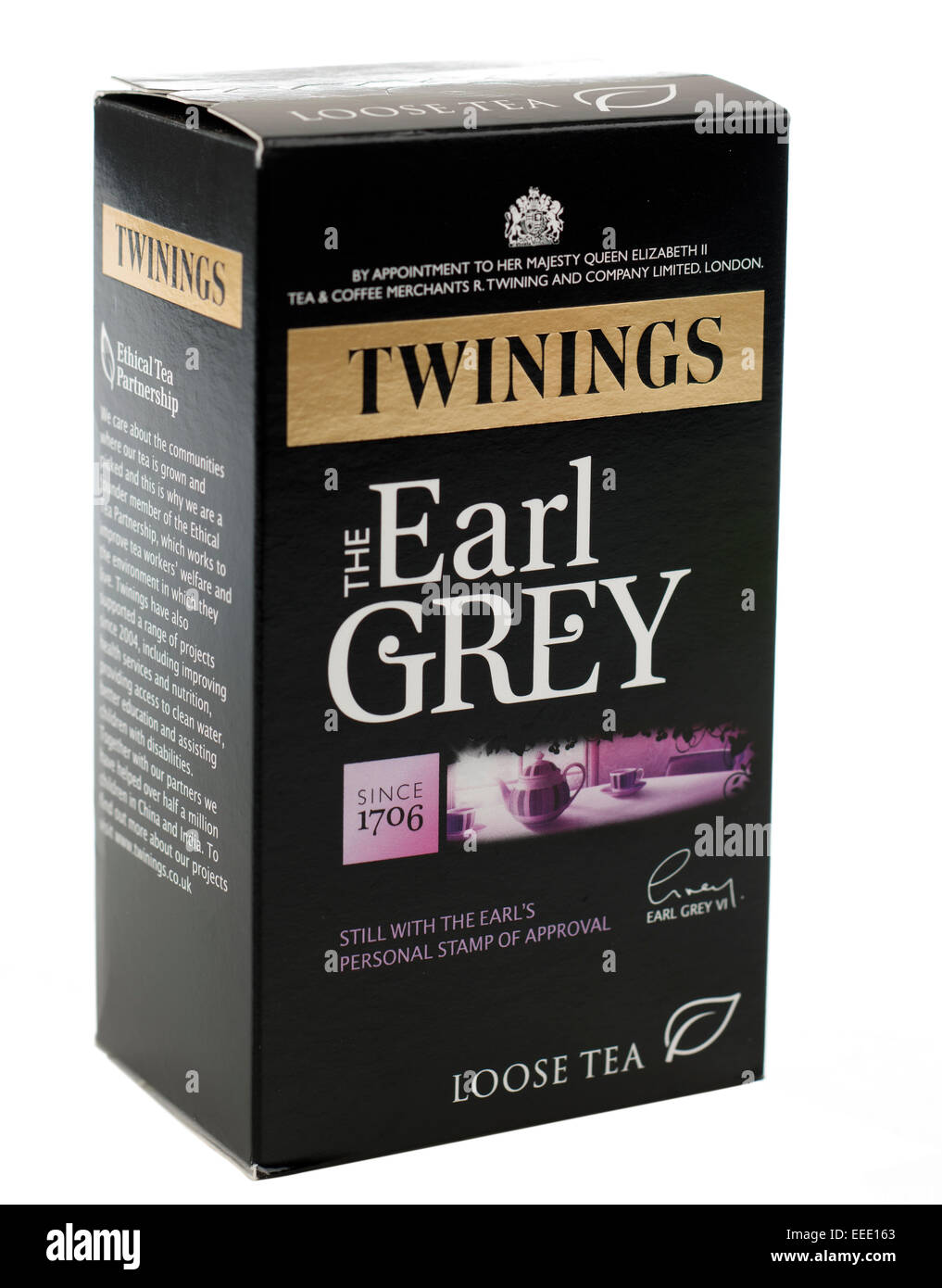 Die Box von Twinings Earl Grey Tee lose Blatt Stockfoto