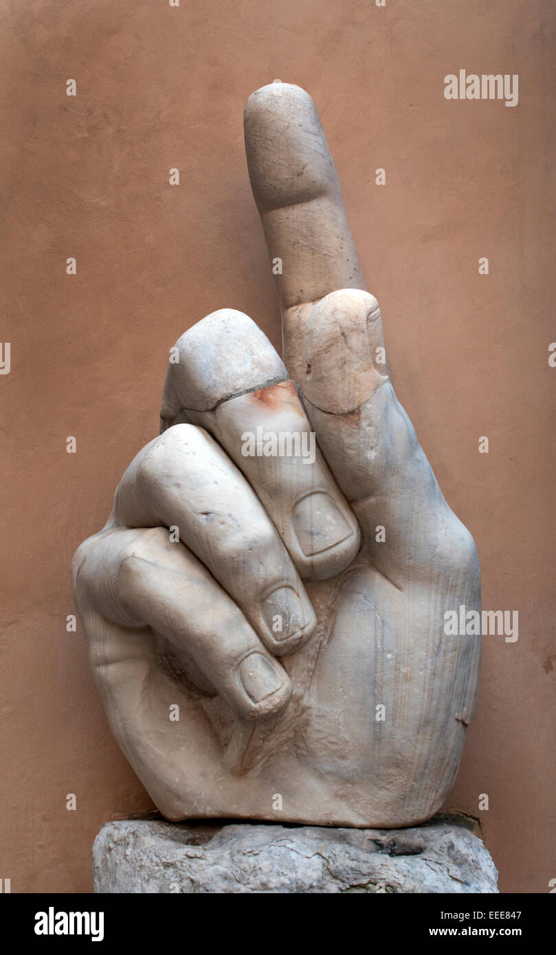Kolossalstatue Konstantins: Rechte Hand Skulptur 313-324 n. Chr. Marmor cm 166 Provenienz: von Rom, Basilika des Maxentius (1486) römische Capitoline Museum Italien Stockfoto