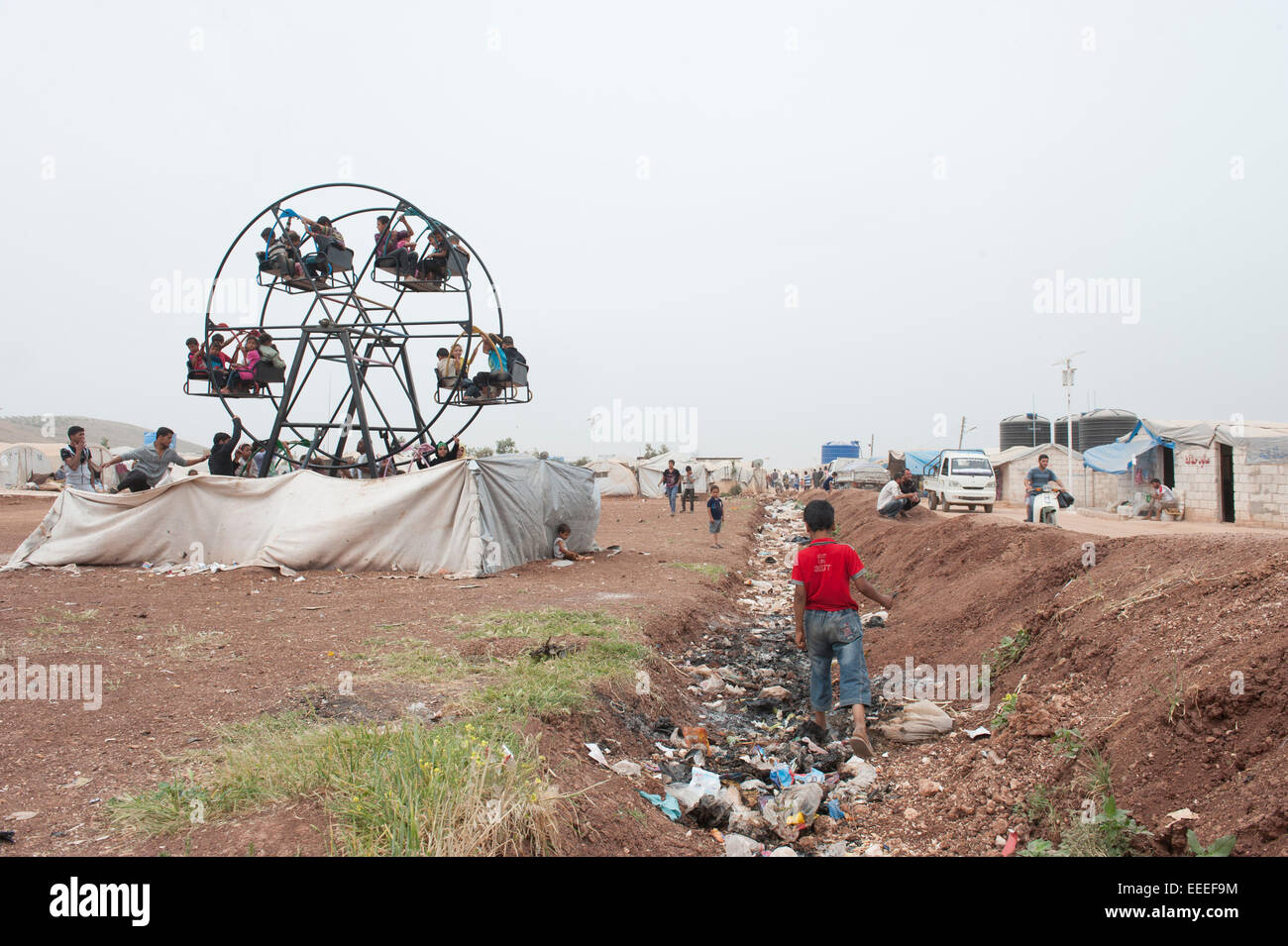 Bab al-Hawa, Syrien, Flüchtlingslager an der syrisch-türkischen Grenze Stockfoto