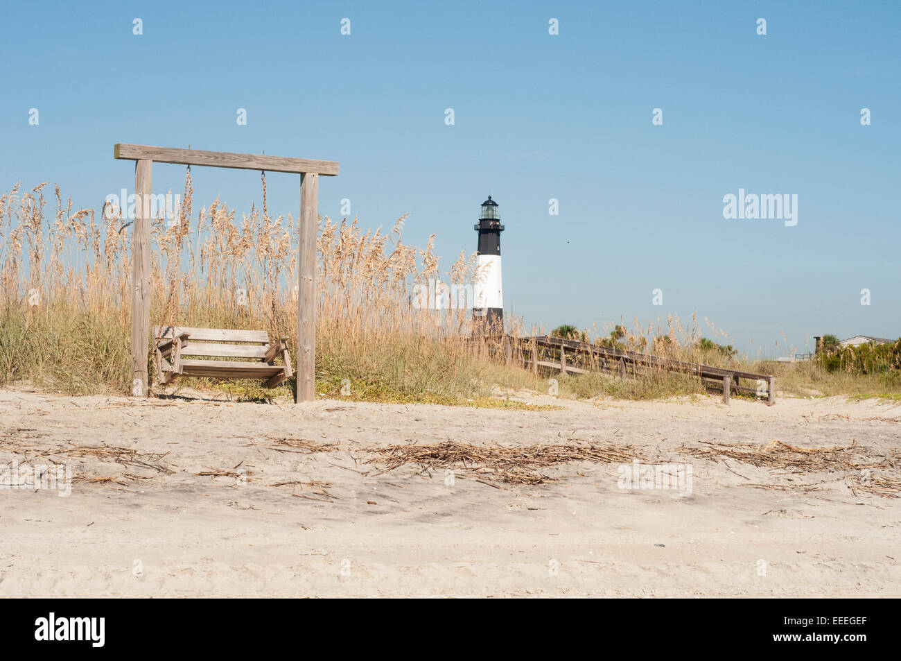 Tybee Island Beach und Leuchtturm Stockfoto