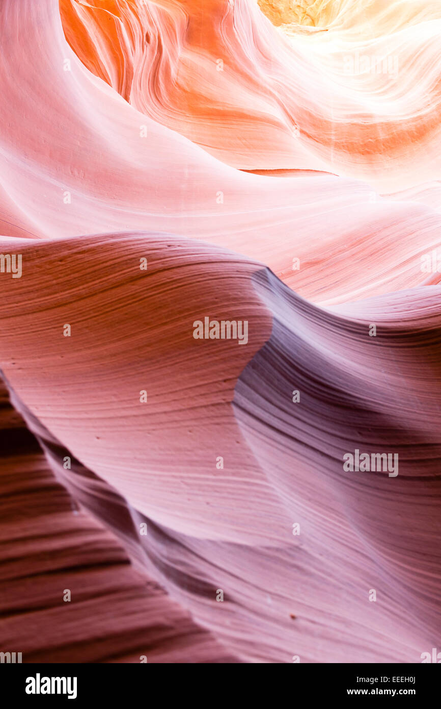 PAGE, AZ spektakuläre Felsformationen im Lower Antelope Canyon. Stockfoto