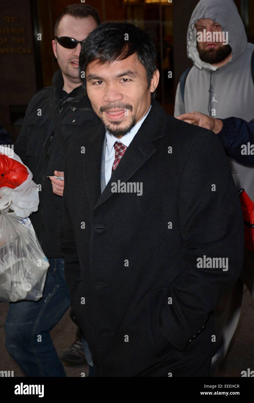 New York, NY, USA. 16. Januar 2015. Manny Pacquiao unterwegs für Promi-Schnappschüsse - Fr, New York, NY 16. Januar 2015. © Derek Sturm/Everett Collection/Alamy Live-Nachrichten Stockfoto