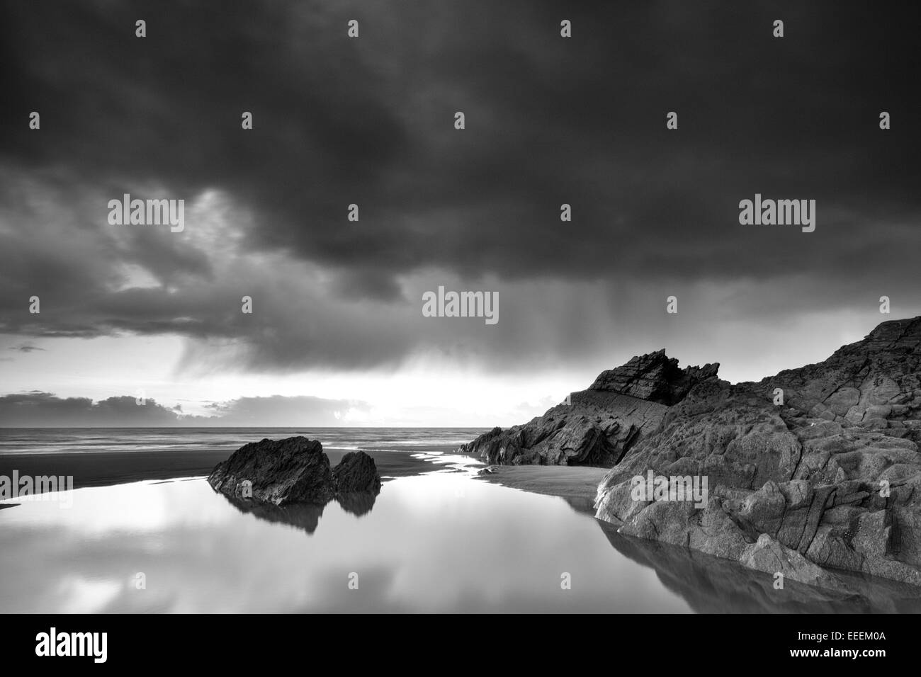 Sonnenuntergang über Freathy Strand Whitsand Bay Cornwall UK Stockfoto