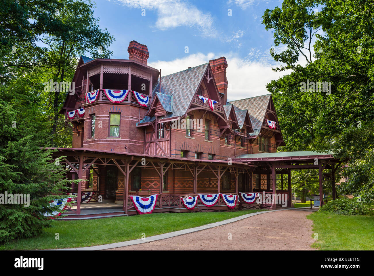 Mark Twain-Haus und Museum, Forest Street, Hartford, Connecticut, USA Stockfoto