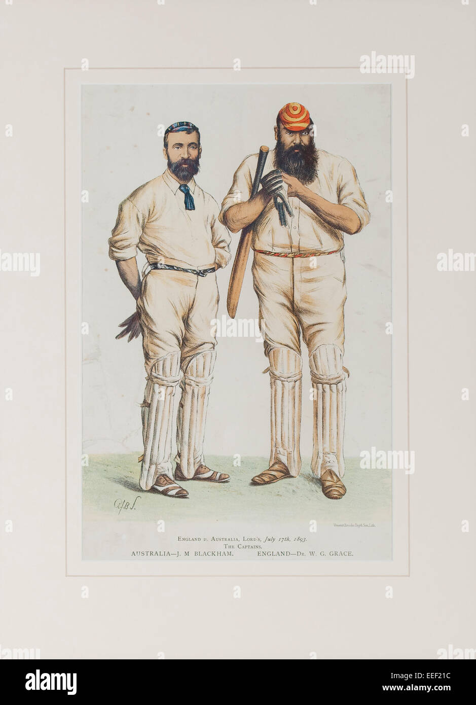 Bild von Team captains J.M Blackham und Dr. W.G Gnade. Australien V England 17. Juli 1893 Stockfoto