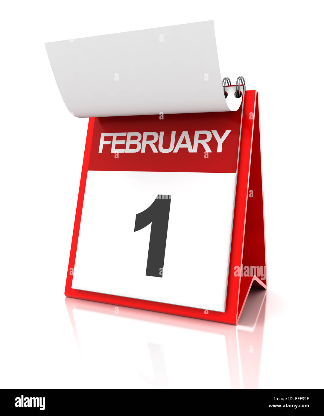 Erste von Februar Kalender, 3d render Stockfoto