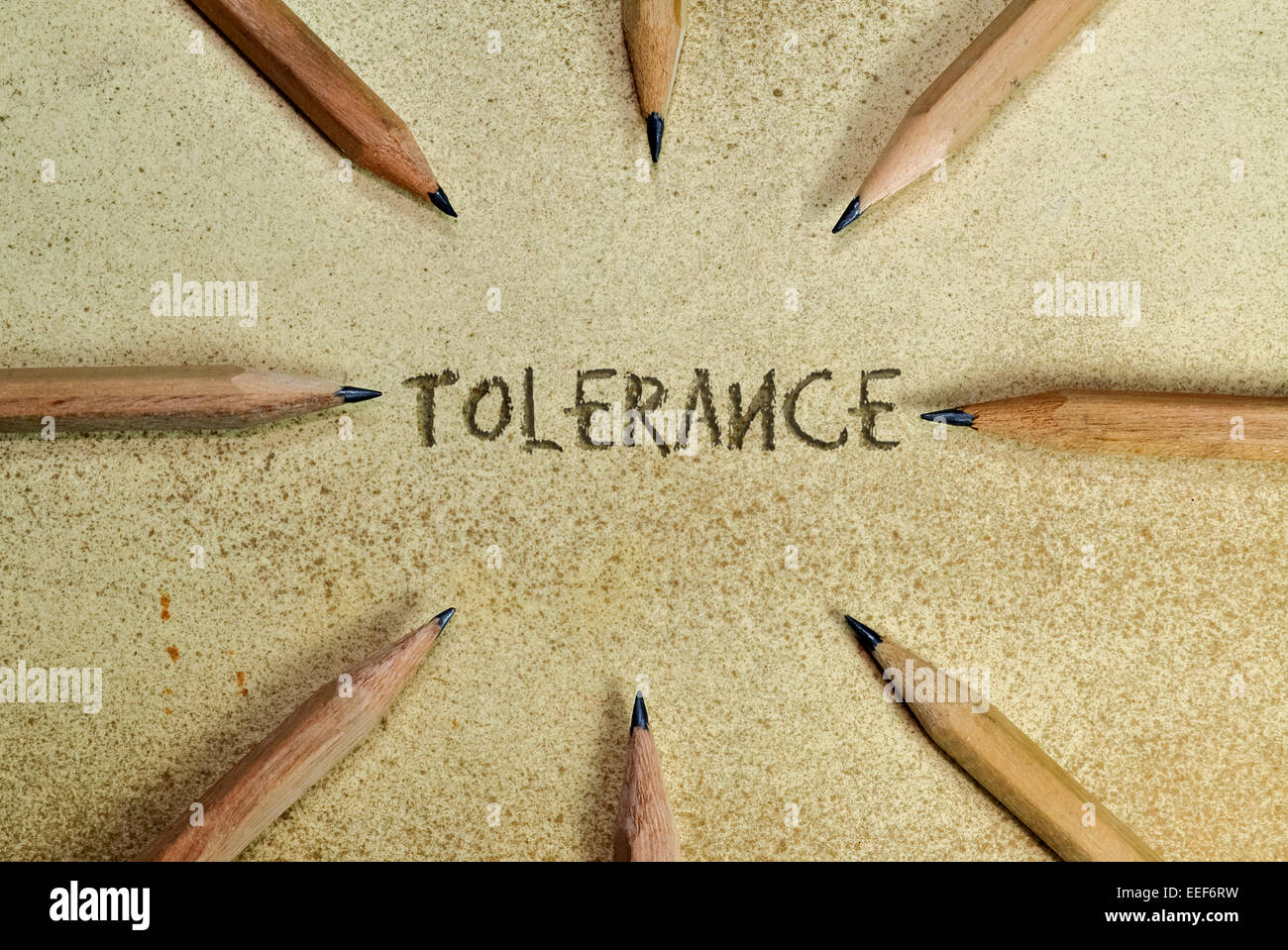 Bleistifte in einfachen begrifflichen Ausdruck als Appell für Toleranz Stockfoto