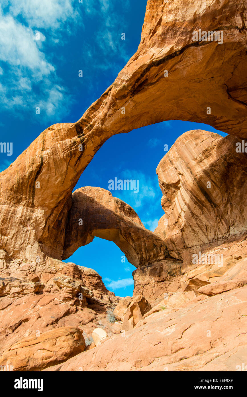 Doppelbogen, Arches-Nationalpark, Utah, USA Stockfoto