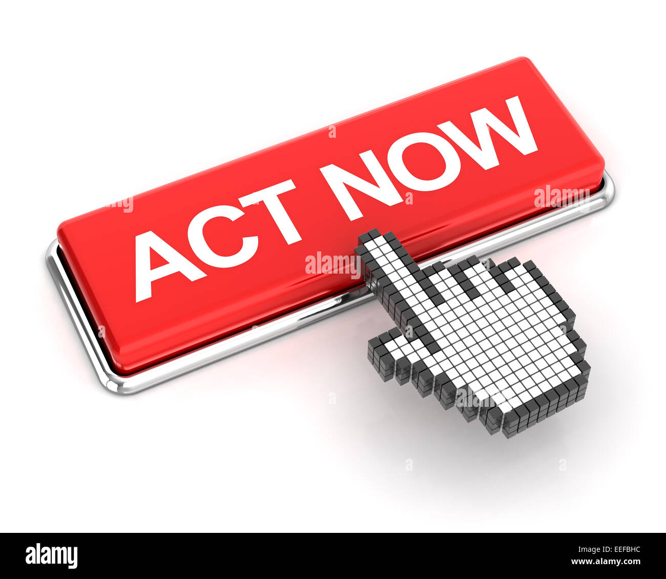 Klicken Sie auf "Handeln jetzt", 3d render Stockfoto