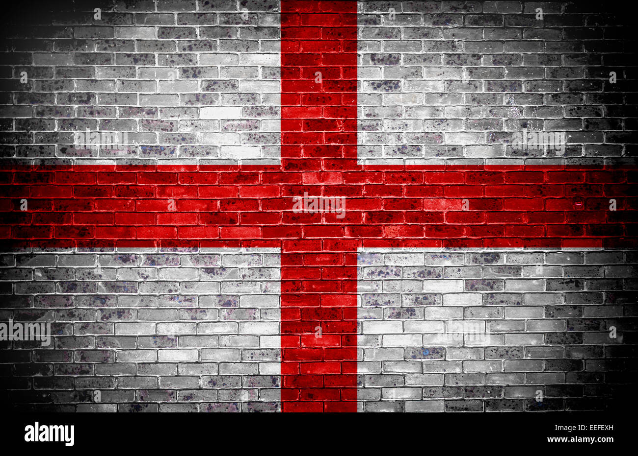 Englische Flagge auf einem Grunge-Ziegel-Hintergrund Stockfoto