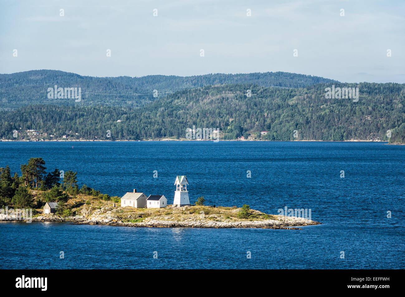 Leuchtturm in den Oslofjord in Norwegen Stockfoto