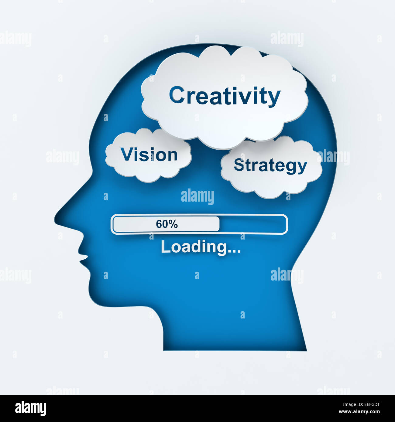 Laden von Kreativität, Vision und Strategie Stockfoto