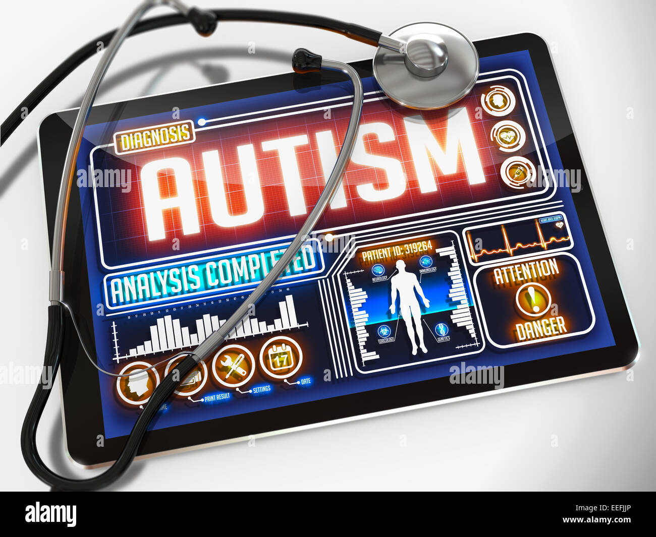 Autismus auf dem Display des medizinische Tablet. Stockfoto