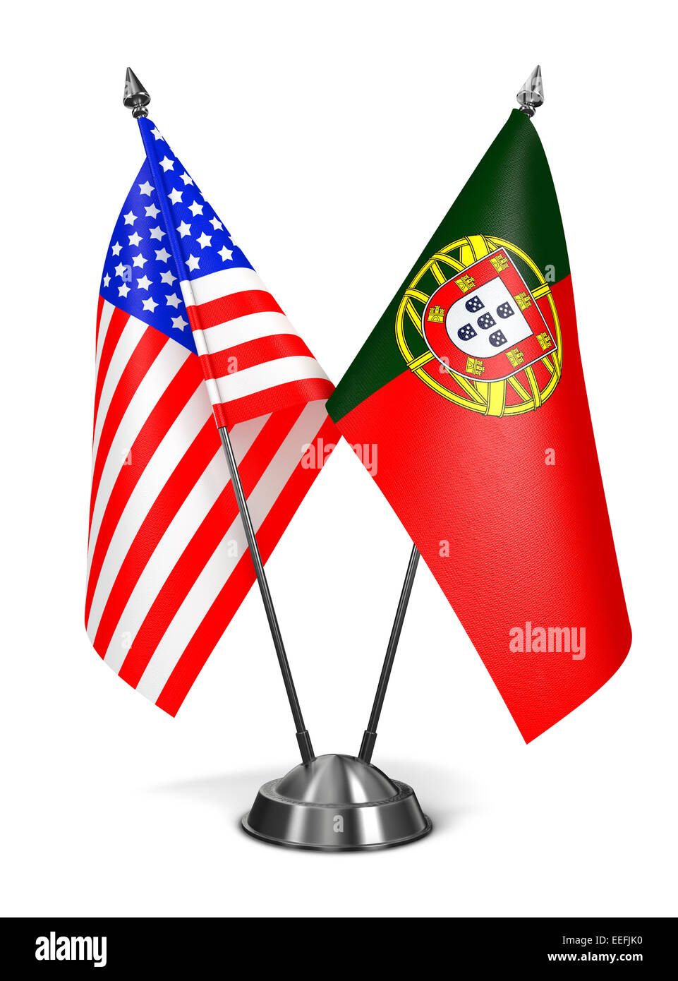 USA und Portugal - Miniatur-Flags. Stockfoto