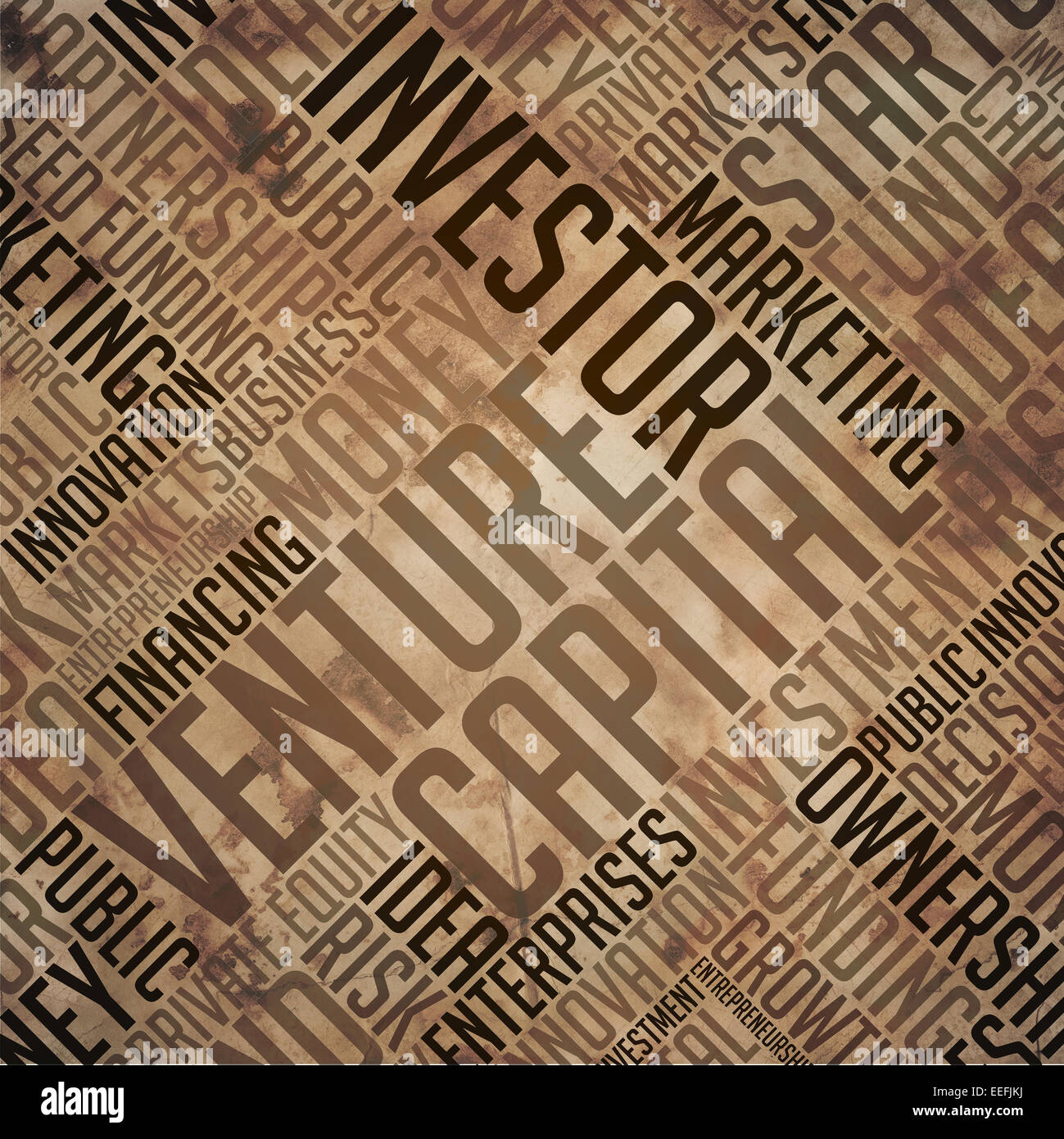 Venture Capital - Grunge-braun Wort-Collage. Stockfoto