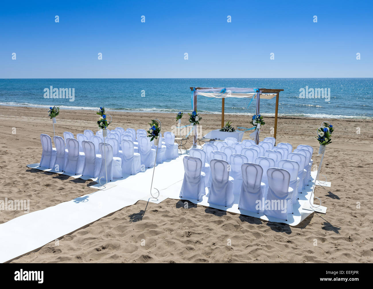 Hochzeit Ort am Strand von Mojacar, Provinz Almeria, Andalusien, Spanien Stockfoto