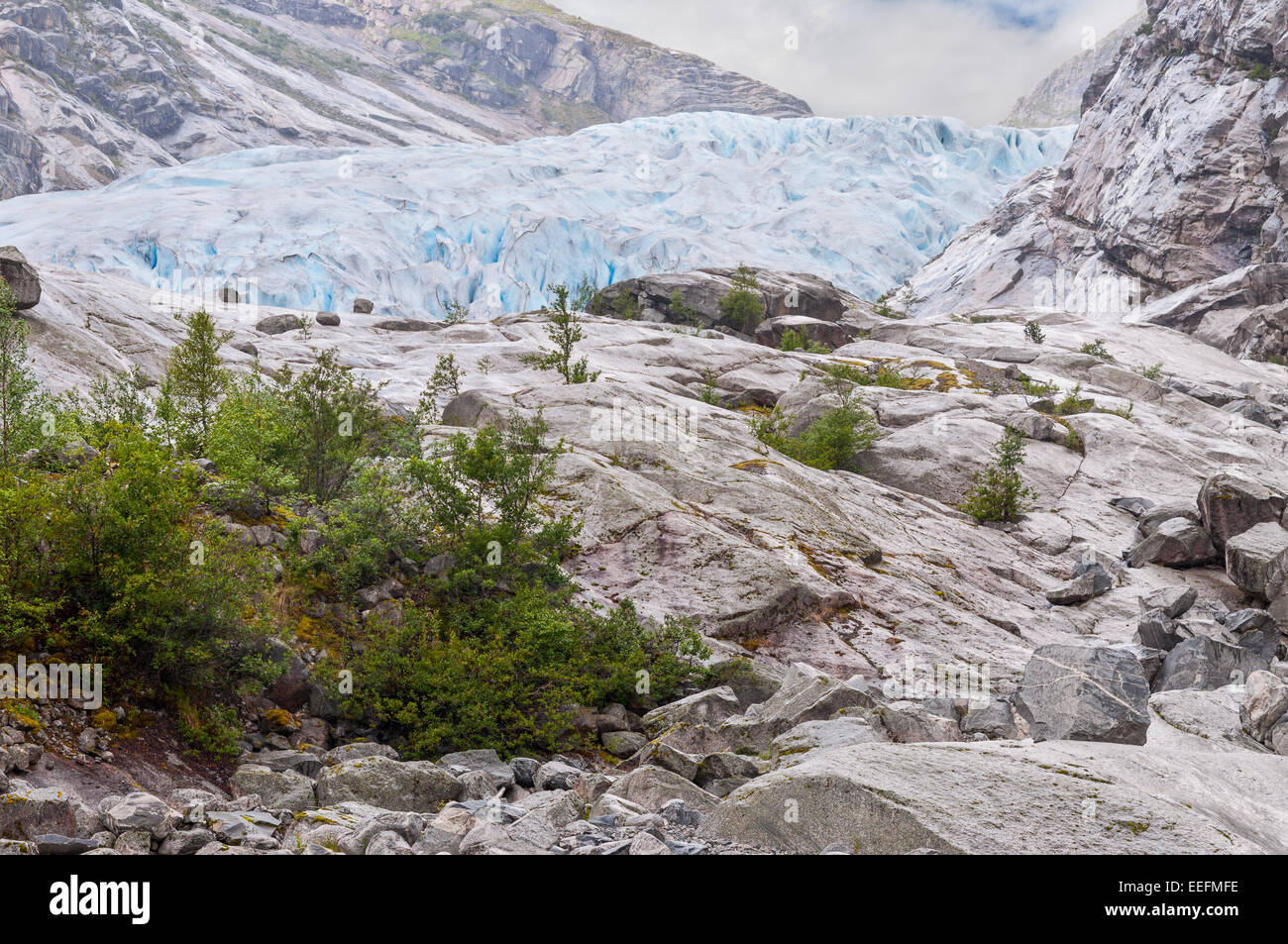 Jostedalsbreen Gletscher in Norwegen - wegen der globalen Erwärmung schmelzen. Stockfoto