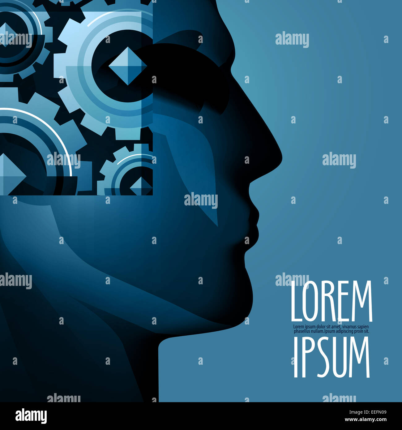 Der Mann Kopf und Zahnräder. Vektor-illustration Stockfoto