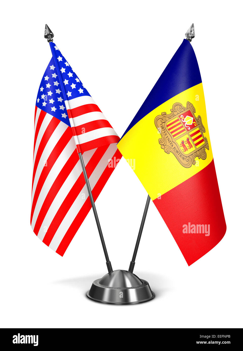 USA und Andorra - Miniatur-Flags. Stockfoto