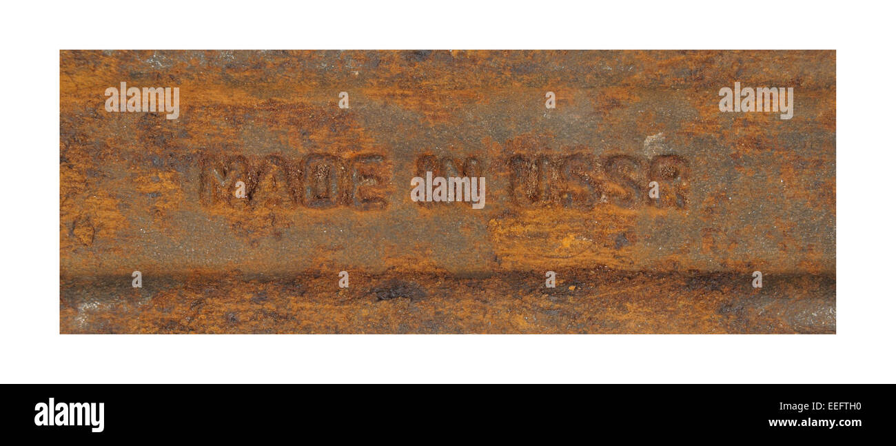 Die Inschrift in der UdSSR auf einem rostigen Metall gemacht. Stockfoto