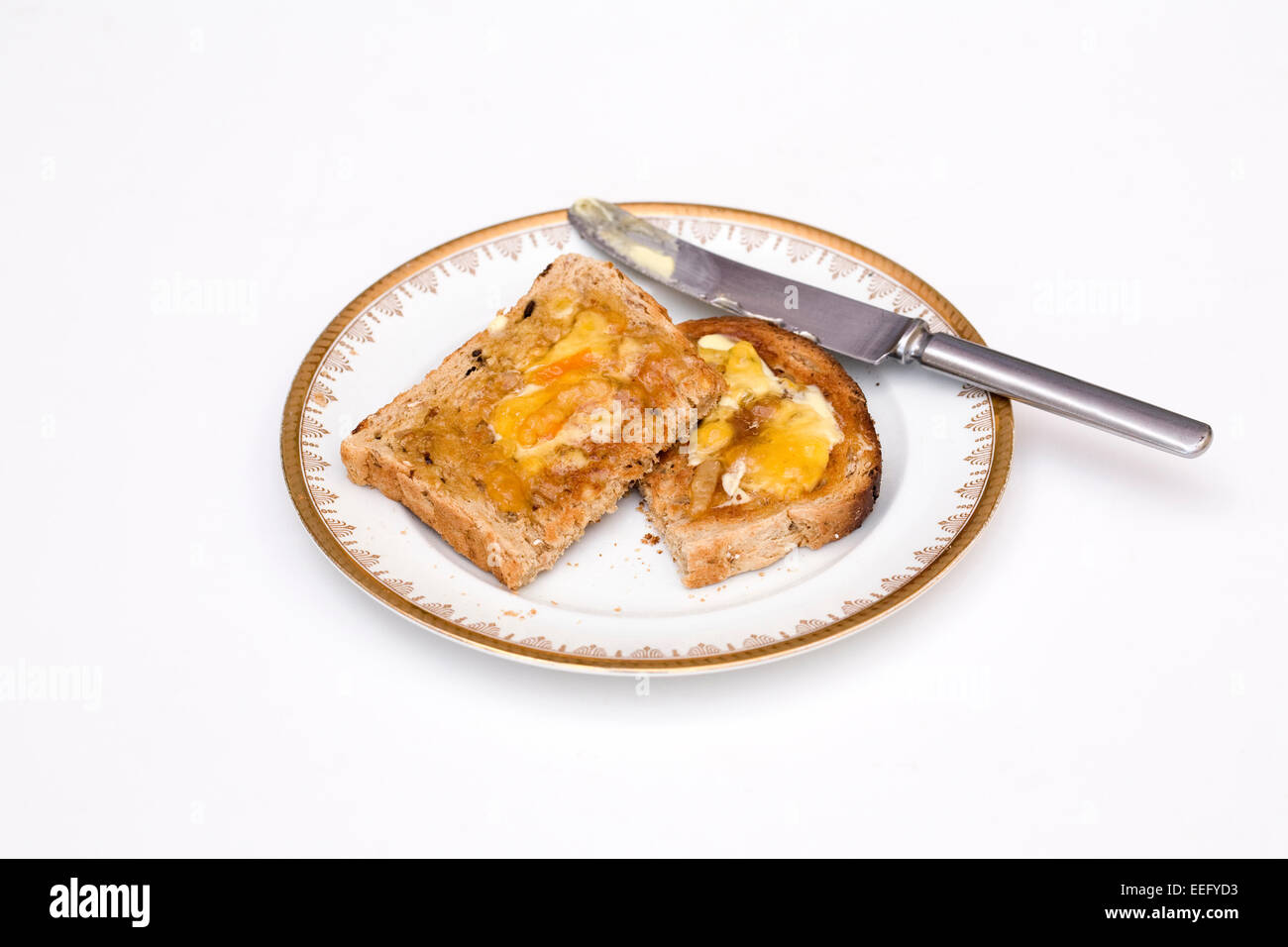 Toast und Marmelade. Stockfoto