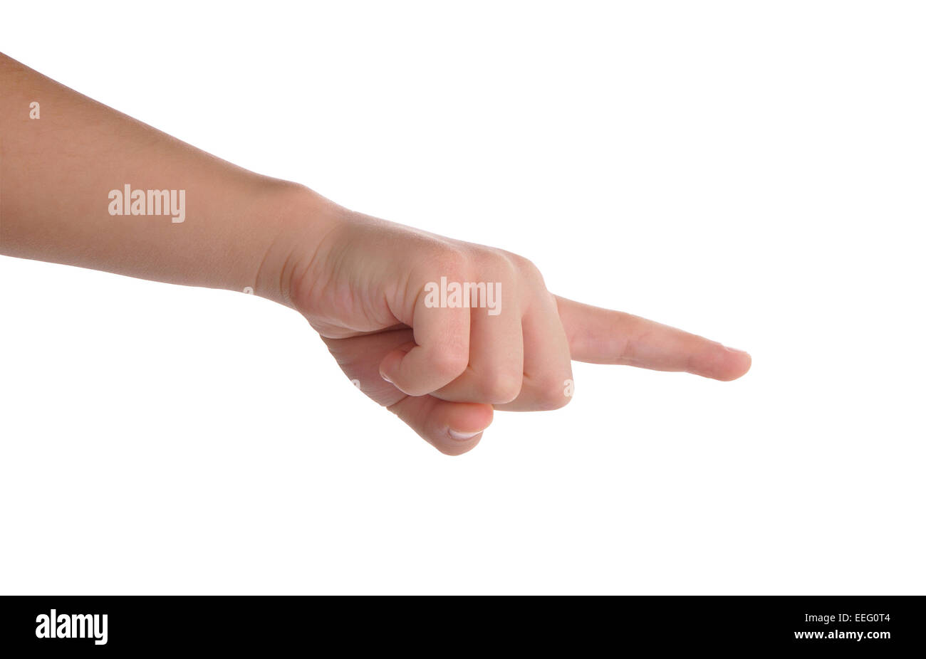 Zeigefinger isoliert auf weiß mit Beschneidungspfad enthalten Stockfoto