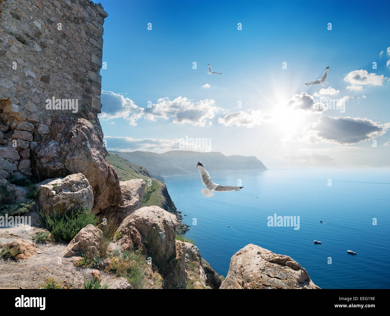 Festung in der Nähe von Meer in schöner sonniger Tag Stockfoto