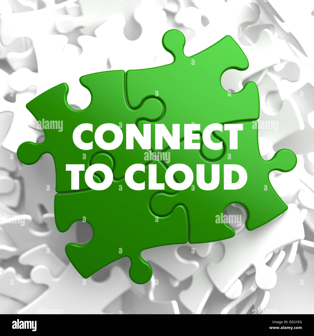 Verbinden Sie mit Cloud auf grüne Puzzle. Stockfoto