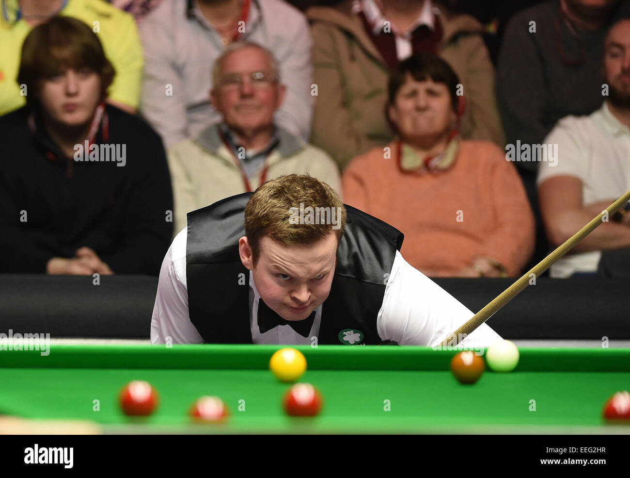 Alexandra Palace, London, UK. 17. Januar 2015. Meister Snooker-Halbfinale. Murphy frustriert durch eine Allen Snooker Credit: Action Plus Sport/Alamy Live News Stockfoto