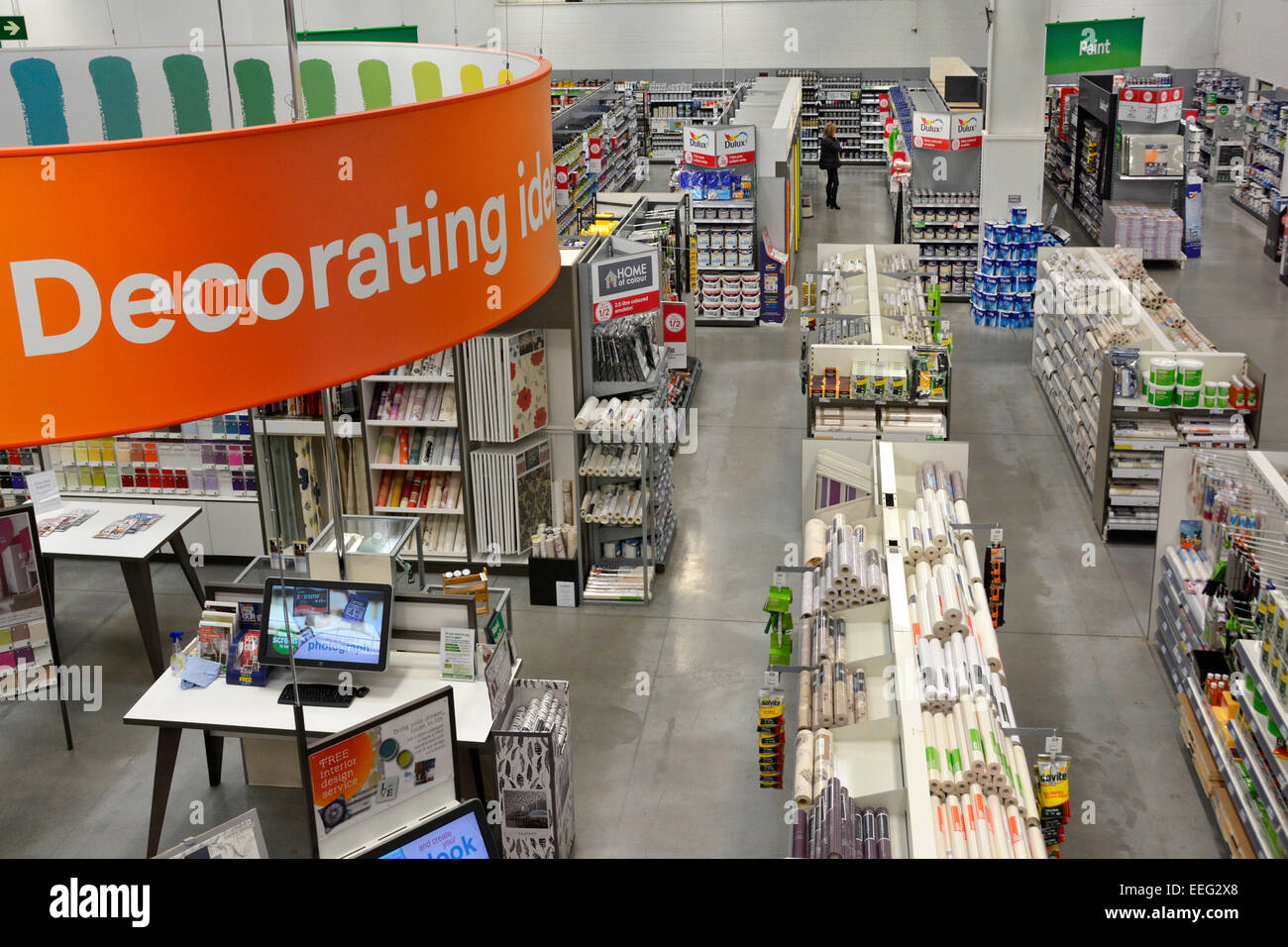 Homebase DIY Home Improvement Store Innenraum Essex England Großbritannien Stockfoto