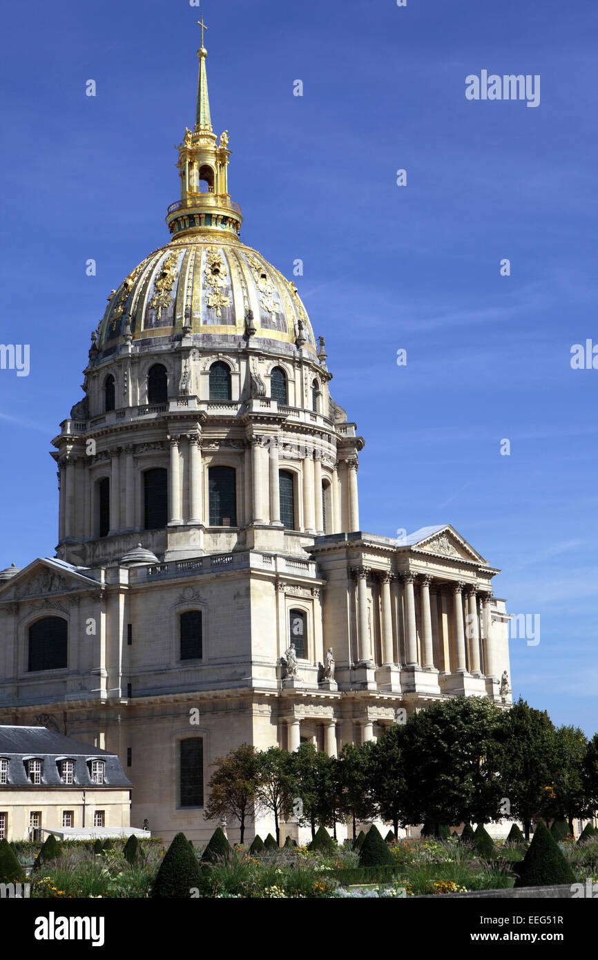 Les Invalides Museum und Kirche in Paris, Frankreich das Grab Napoleons beherbergt. Stockfoto