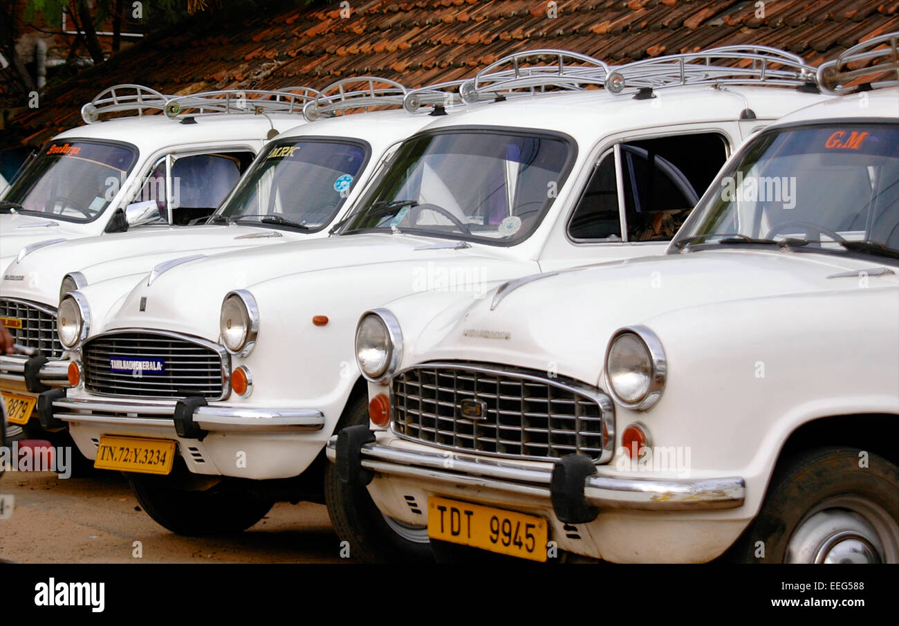 Hindustan Motors Taxis in Trivandrum, Indien Stockfoto