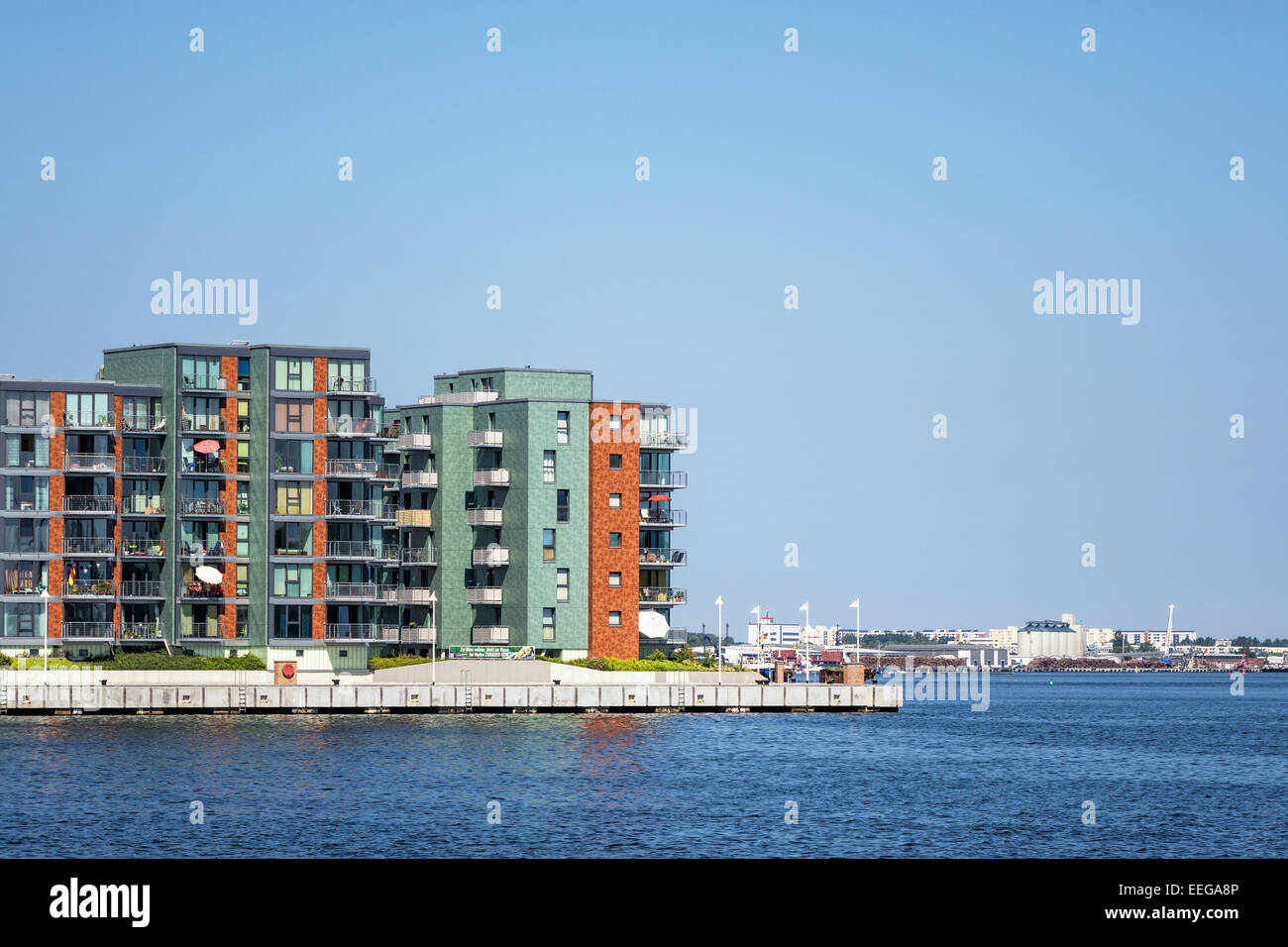 Gebäude im Stadthafen in Rostock (Deutschland) Stockfoto