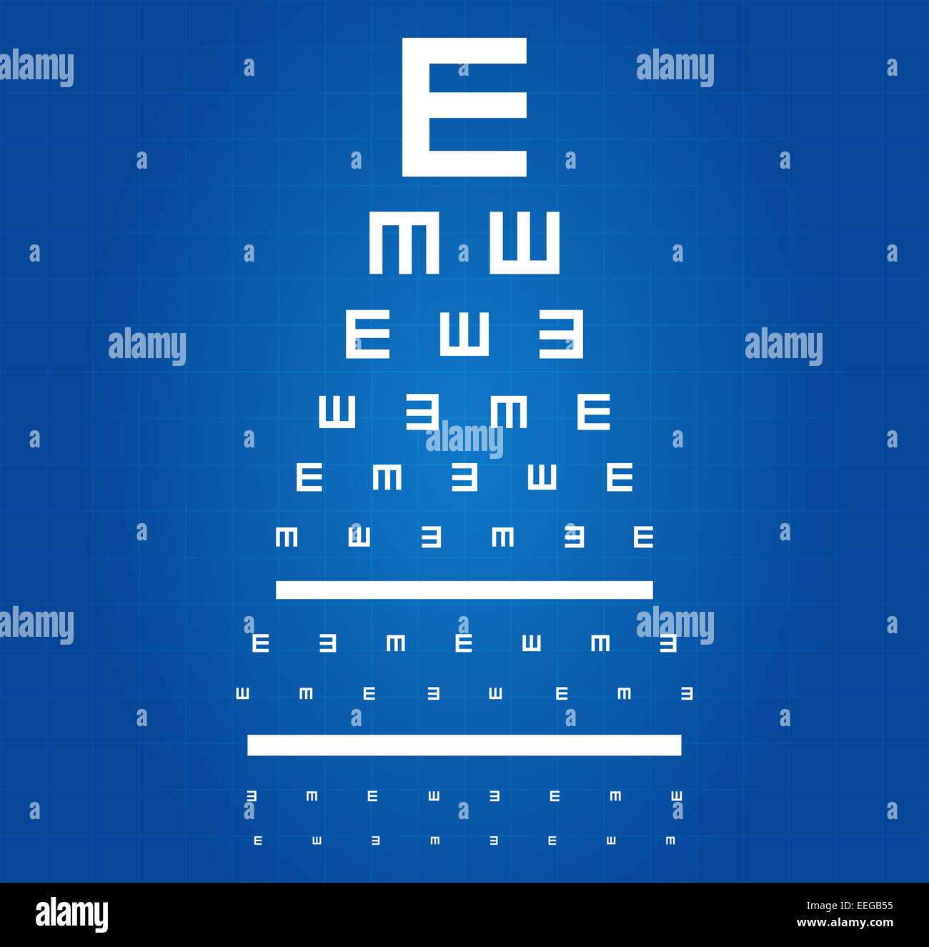 Auge Augen Test Chart Blueprint Stockfoto