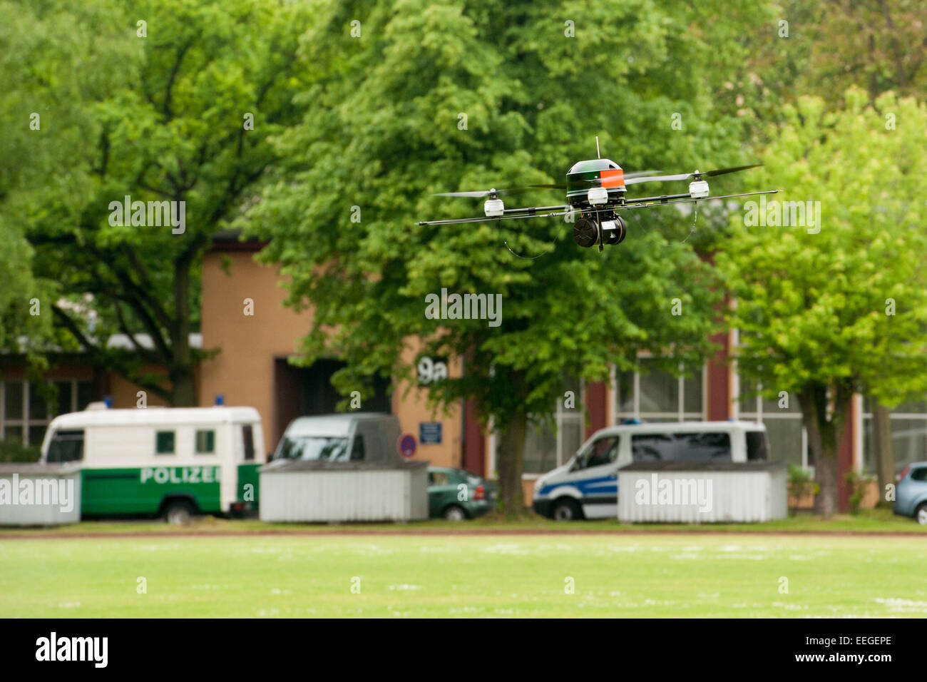 Berlin, Deutschland, Präsentation der Drohne von der Berliner Polizei Stockfoto