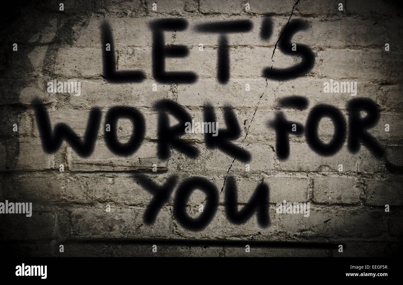 Wir arbeiten für Sie-Konzept Stockfoto