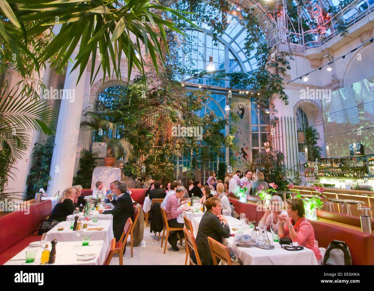 Café, Restaurant und Bar im Palmenhaus Burggarten in Österreich Stockfoto