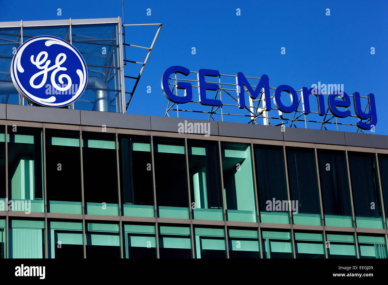 GE Money Bank Logo, Schild Prag Stockfoto