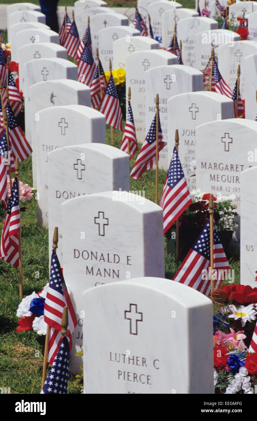 Memorial Day in Fort McPherson Staatsangehörig-Kirchhof, Maxwell, in der Nähe von North Platte, Nebraska, USA Stockfoto