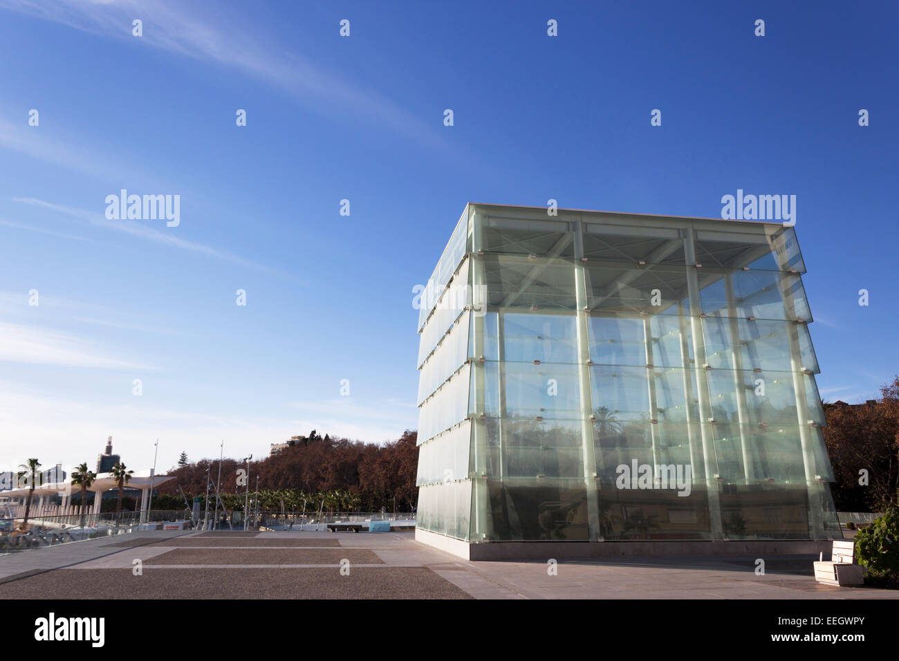 Die Pompidou Zentrum für Kunst, Muelle Uno, Hafen von Málaga, Costa Del Sol, Spanien.  "Kubus" wird voraussichtlich im Jahr 2015 eröffnet werden. Stockfoto
