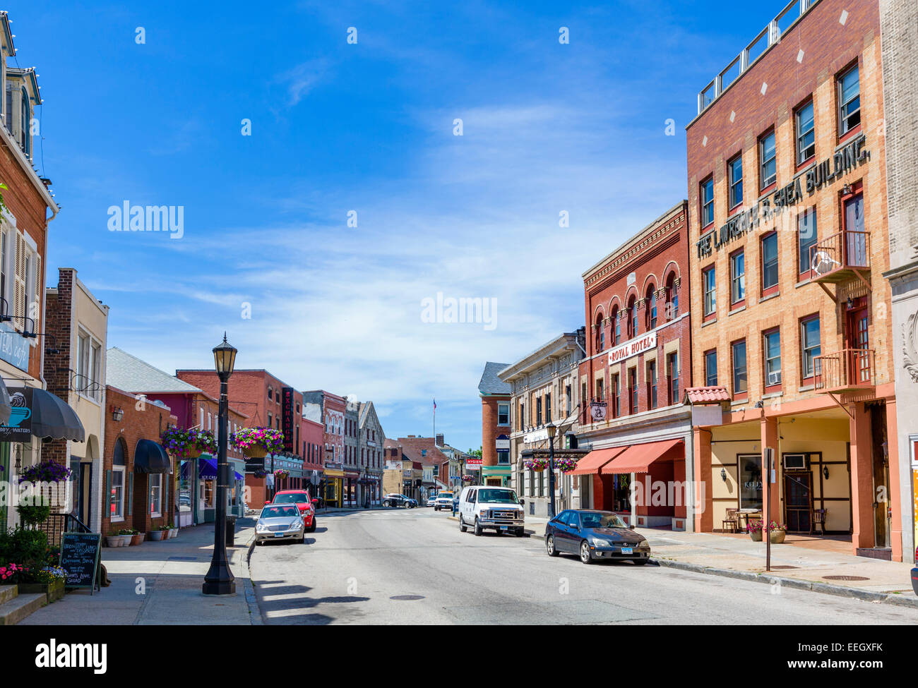 Bank Street in der Innenstadt von New London, Connecticut, USA Stockfoto