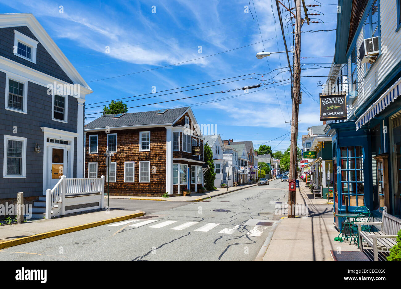 Main Street in der historischen Altstadt von Stonington, Connecticut, USA Stockfoto