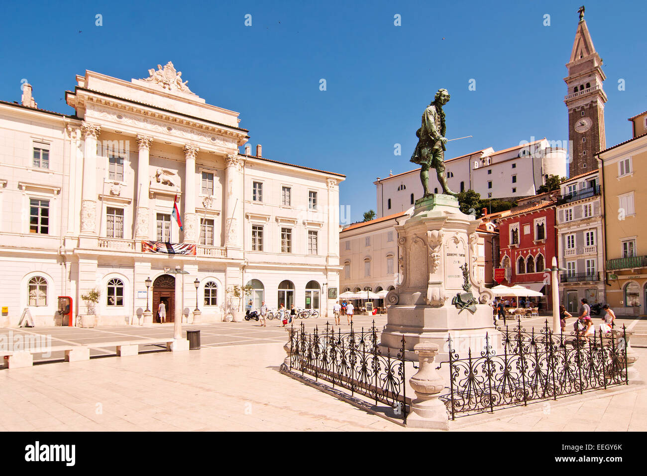 Statue von Giuseppe Tartini in Piran - Tartini-Platz Stockfoto
