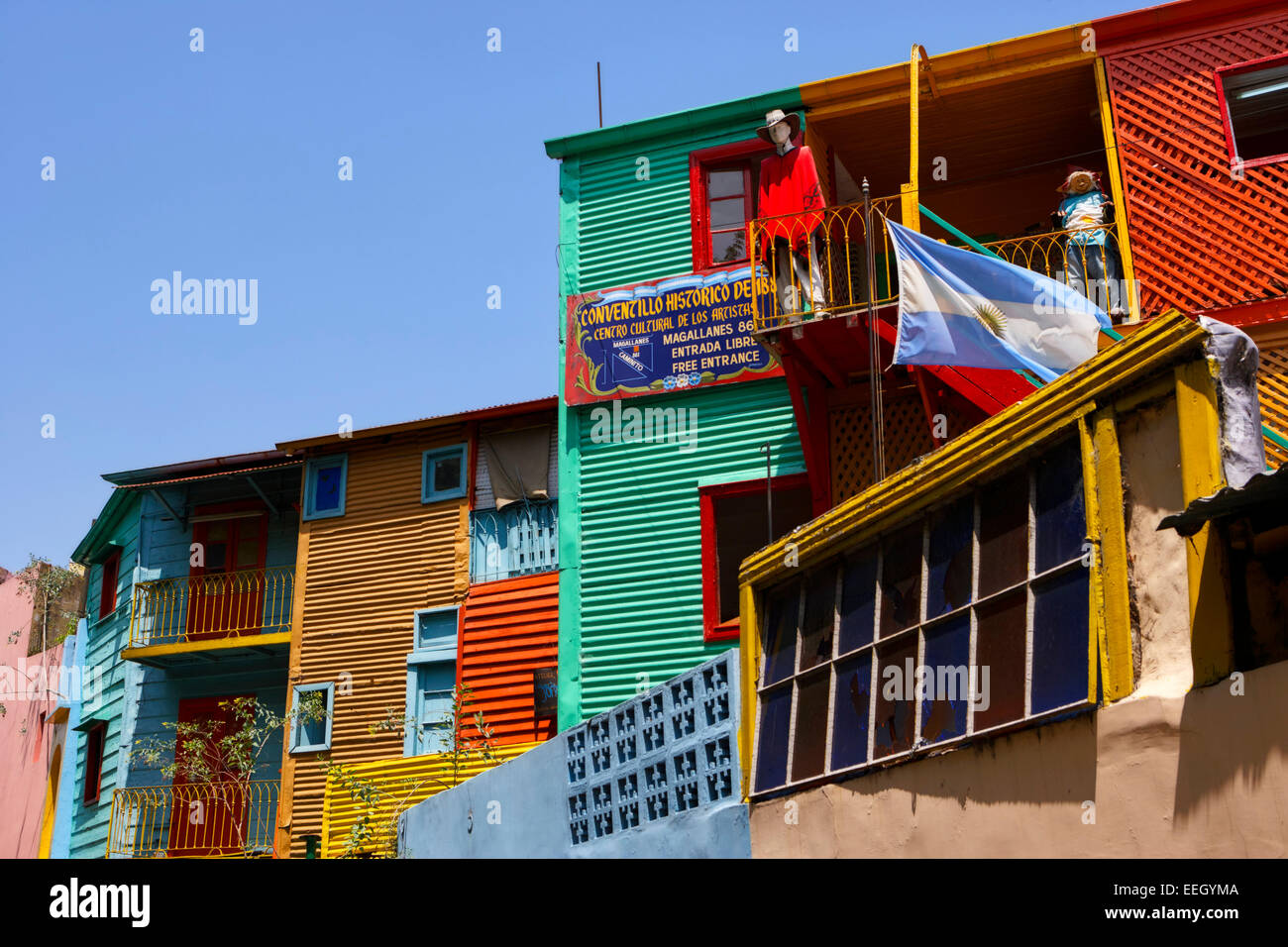 bunten historischen Gebäuden im Caminito Straße la Boca Hauptstadt Buenos Aires Bundesrepublik Argentinien in Südamerika Stockfoto