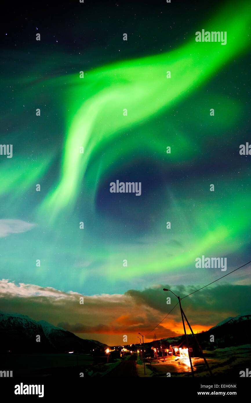 Aurora Borealis Nordlichter im arktischen Norwegen Stockfoto
