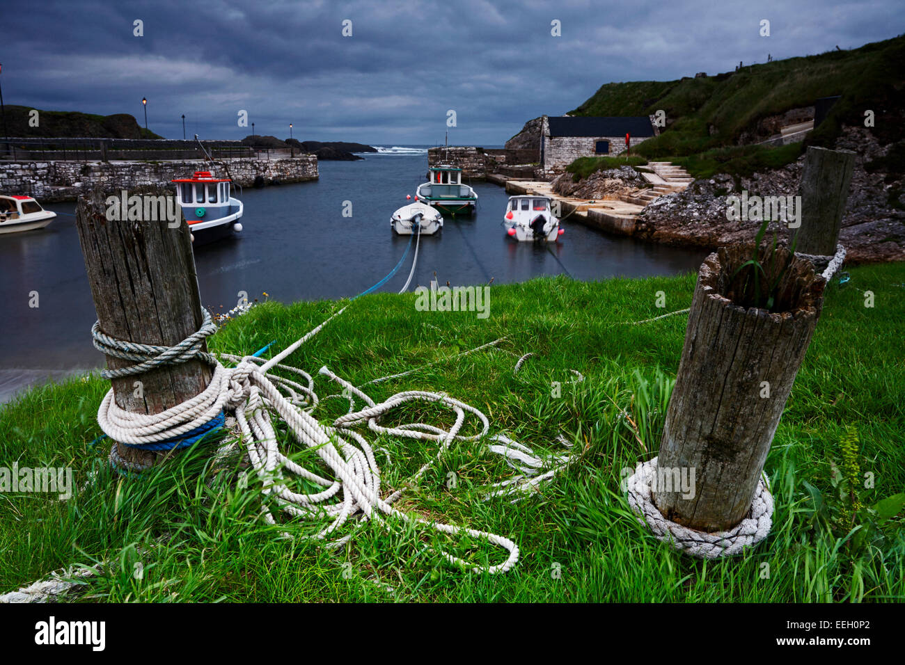 Ballintoy Harbour Irland Website der Eisen-Inseln in Game of Thrones Stockfoto