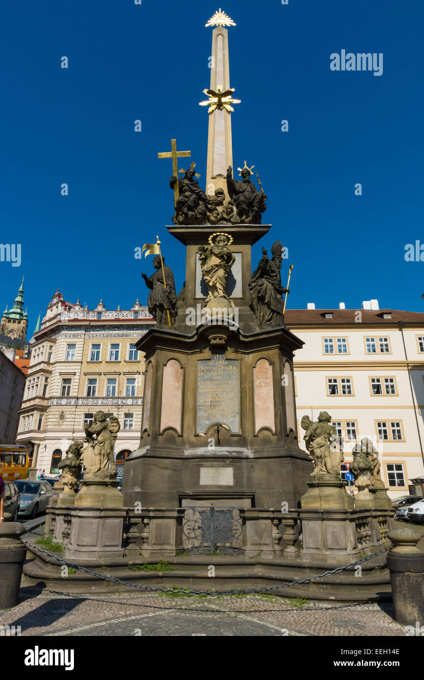 Prag, Tschechische Republik - 19. September 2014: die Heilige Dreifaltigkeit-Spalte auf der Kleinseite (Mala Strana). Stockfoto