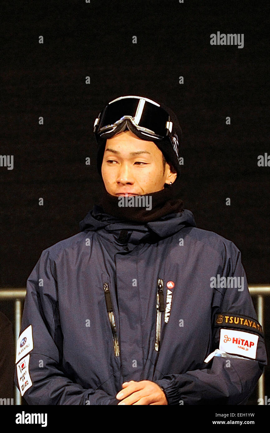 Kreischberg, Österreich. 17. Januar 2015. Taku Hiraoka (JPN) Snowboarding: Fünfter platziert Taku Hiraoka Japans bei der Preisverleihung für die FIS Snowboard World Championships Kreischberg 2015, Herren Snowboard Halfpipe Finale in Kreischberg, Österreich. © Hiroyuki Sato/AFLO/Alamy Live-Nachrichten Stockfoto