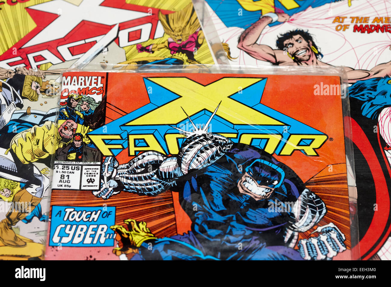 Sammlung von alten marvel Comics, einschließlich X-factor Stockfoto